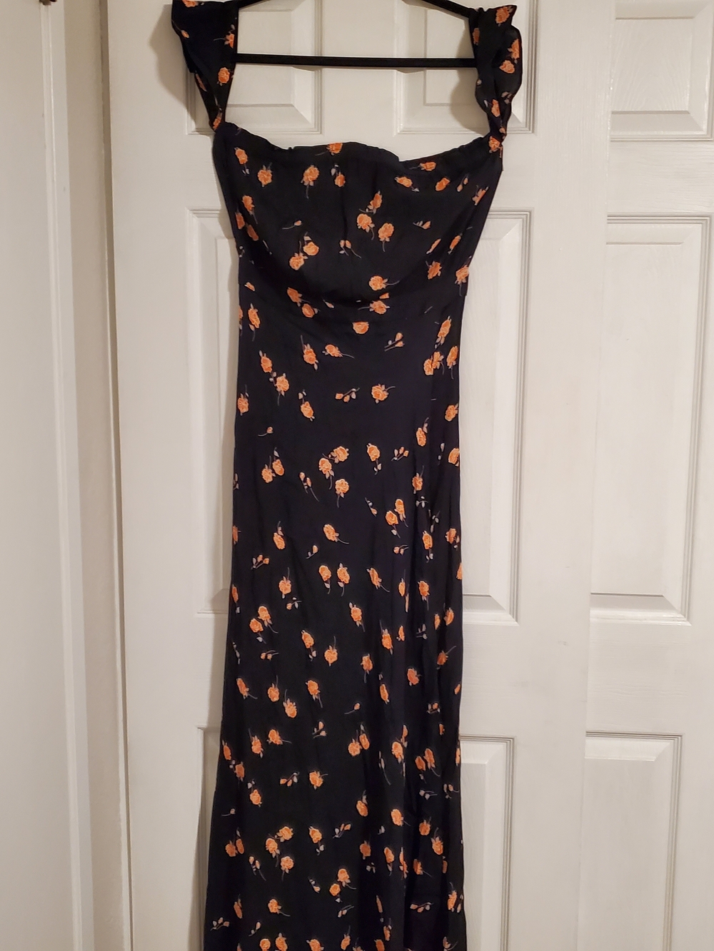 Flynn Skye Black Maxi Dress with Orange Floral Print